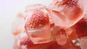 Ice Cube With Strawberries Wallpaper