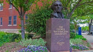 Iconic Bronze Statue Of George Washington At George Washington University. Wallpaper