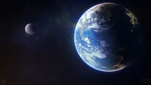 Illuminated Earth And Moon Wallpaper