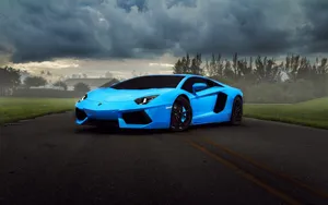Illuminating The Night With A Neon Lamborghini. Wallpaper