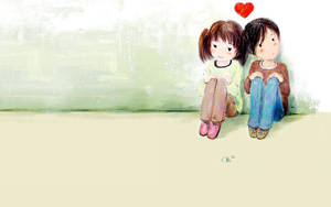 Illustration Of Cute Couple Drawing Wallpaper