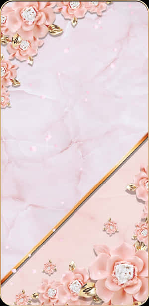 Image Beautiful Rose Gold Phone On A Marble Desk With A Butterfly And A Macaron Cookie Wallpaper