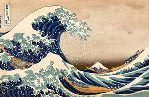 Image Japanese Hokusai Woodblock Print Of A Tsuami Wave (or