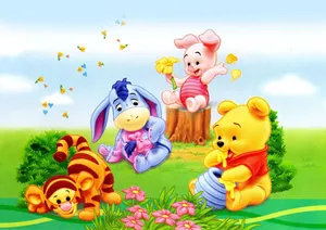 Image Winnie The Pooh Playing With Babies Wallpaper