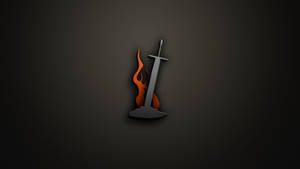 Impaled Flaming Sword Gaming Logo Wallpaper
