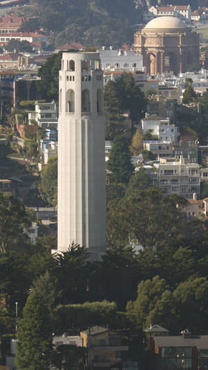 Imposing Coit Tower, Iconic Landmark Of San Francisco Wallpaper