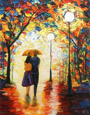 In Love Couples Oil Painting Wallpaper