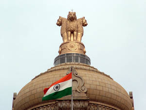 Indian Flag On A Temple Wallpaper