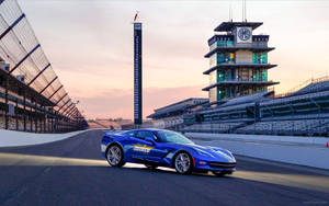 Indianapolis 500 Blue Sportscar Wallpaper