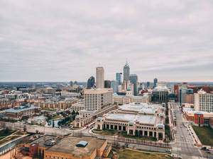 Indianapolis Buildings Bird's Eye View Wallpaper