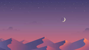 Indie Aesthetic Laptop Sand Dunes Below Crescent Moon Wallpaper