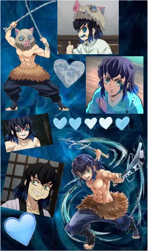 Inosuke Hashibira Collage Aesthetic Wallpaper