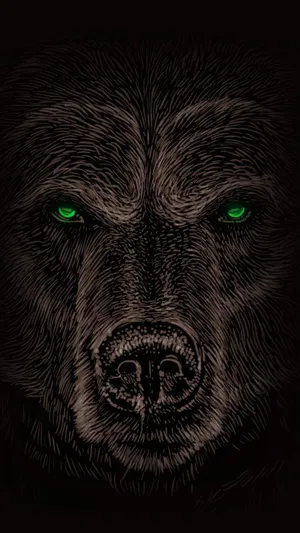 Intense_ Grizzly_ Bear_ Green_ Eyes Wallpaper