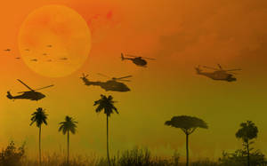 Intense Helicopter Scene In Apocalypse Now Wallpaper