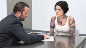 Intense Moment Between Jane Doe And Kurt Weller In Blindspot Wallpaper