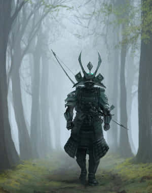 Intense Samurai Warrior In Battle Wallpaper
