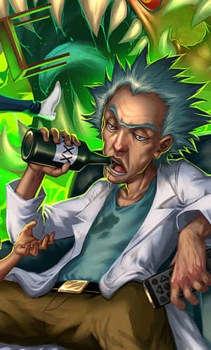 Intoxicated Scientist Cartoon Wallpaper