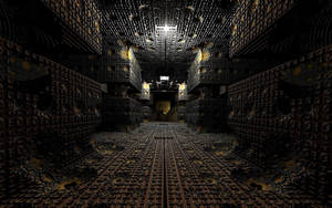 Intriguing 3d Hd Dark Bizarre Hallway Wallpaper