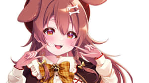 Inugami Korone Pointing Her Cheeks Wallpaper