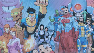 Invincible Superhero Characters Wallpaper