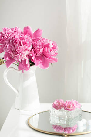 Ios Pink Floral Arrangement Wallpaper