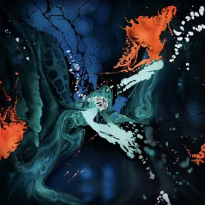 Ipad Pro Blue And Orange Abstract Painting Wallpaper