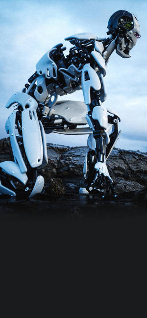 Iphone 14 Pro 3d White Robot Wallpaper