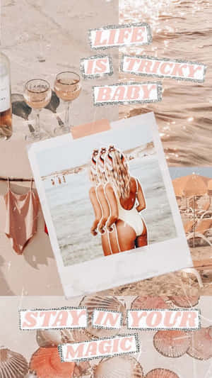 Iphone Collage Life Is A Trick Saying Wallpaper