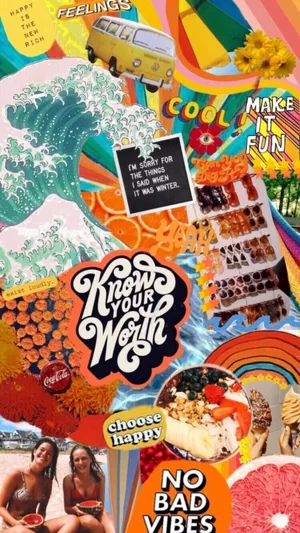 Iphone Collage Of Animated Rainbow With Short Sayings Wallpaper