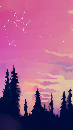 Iphone Pink Aesthetic Constellation Wallpaper