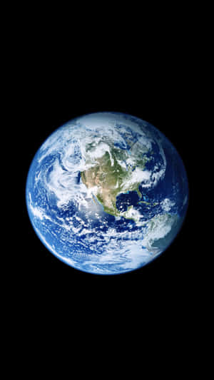 Iphone Planet Earth On Black Background Wallpaper