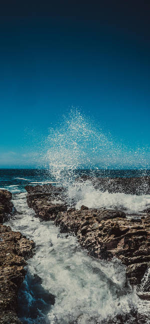 Iphone X Beach Rock Breakwater Wallpaper