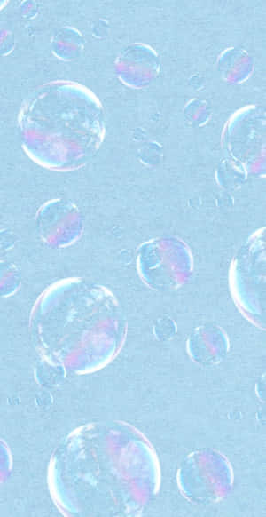 Iridescent Soap Bubbles Blue Background Wallpaper