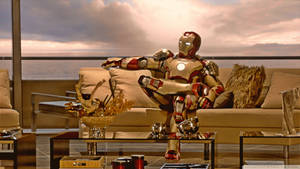 Iron Man Mark 3 Sitting In A Luxurious Living Area Wallpaper