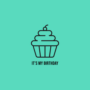 It's My Birthday Blue Cupcake Wallpaper