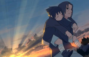 Itachi Uchiha Carrying Sasuke Wallpaper