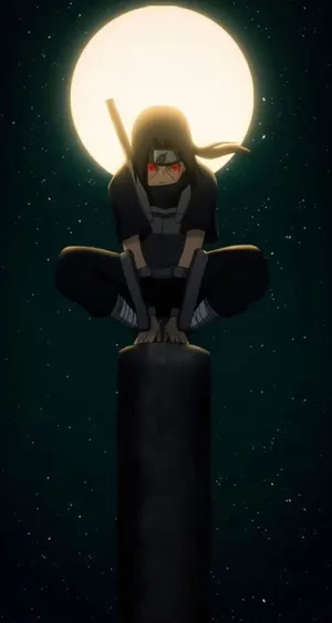 Itachi Uchiha Moonlit Perch Wallpaper