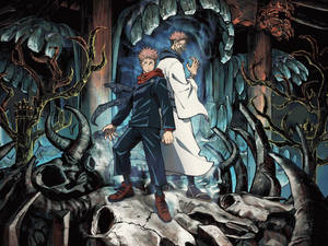 Itadori And Sukuna In Jujutsu Kaisen Wallpaper