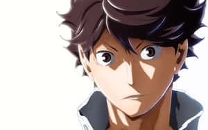 Iwaizumi Hajime Striking A Confident Pose In A Captivating Illustration Wallpaper