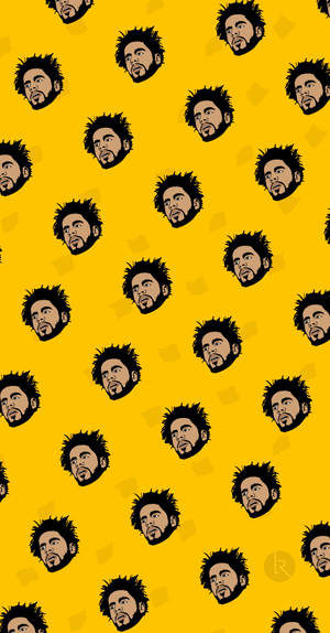 J Cole Face Pattern Wallpaper