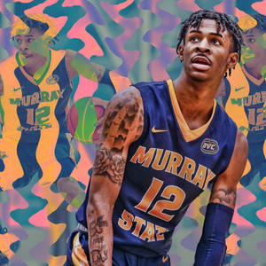 Ja Morant Multicolored Waves Wallpaper