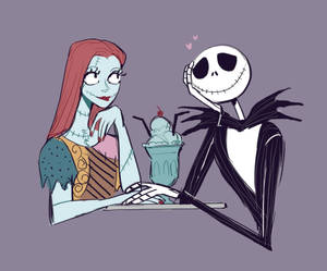 Jack And Sally Sketch Art Wallpaper