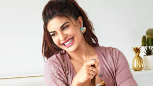 Jacqueline Fernandez Pink Cardigan Wallpaper