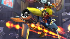 Jak And Daxter Riding A Jet Wallpaper