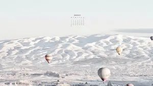 January 2022 Calendar Hot Air Balloons Wallpaper