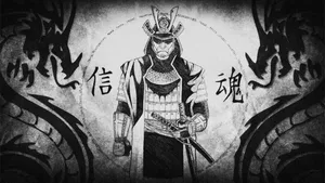 Japan Black And White Samurai Wallpaper