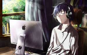 Japanese Anime Guy With Imac Wallpaper