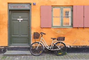 Japanese Bike In Orange Wall Wallpaper