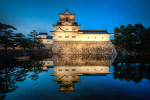 Japanese Castle Reflectionat Twilight Wallpaper