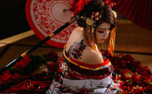 Japanese Girl With Tattoo Wallpaper